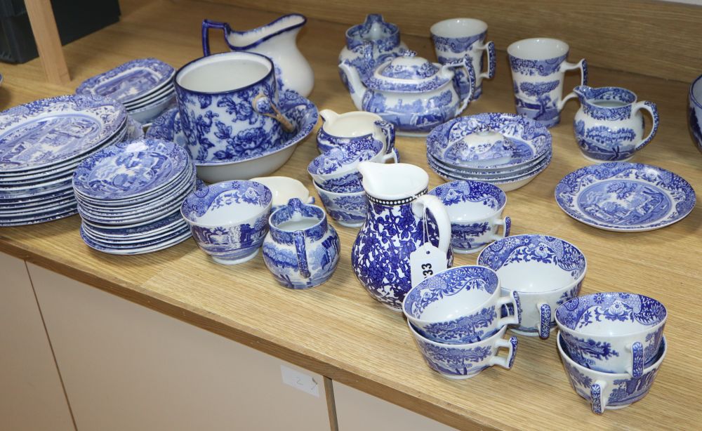 A group of Copeland Spode and other blue and white ceramics